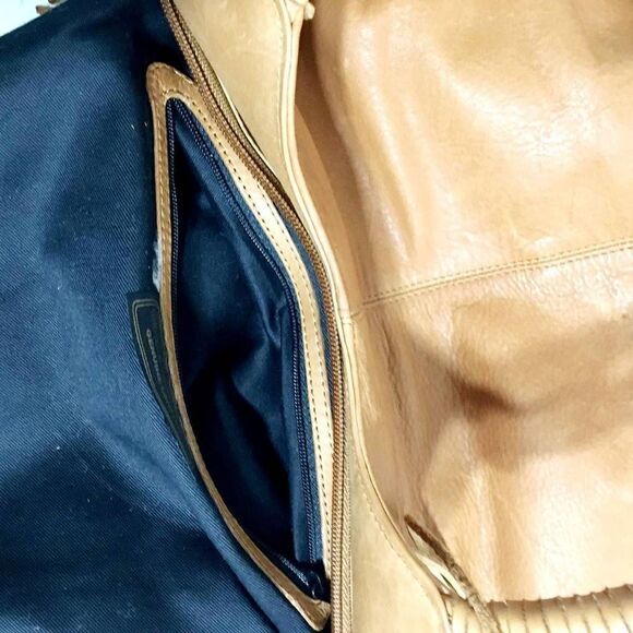 Ohh! Ashley Cross Design Brown/Tan Leather Bag - Picture 9 of 13